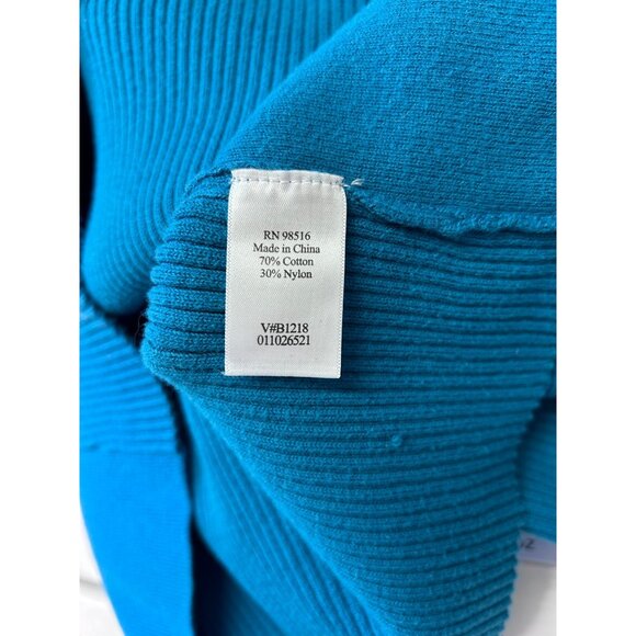 Coldwater Creek Womens Ribbed Turtle Neck Sweater XL Blue Cotton & Nylon - Picture 6 of 9